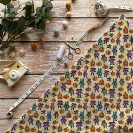 Schattige Skelet Dieren en Pompoenen Halloween Stof