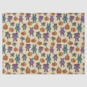 Schattige Skelet Dieren en Pompoenen Halloween Tissuepapier (Voorkant)