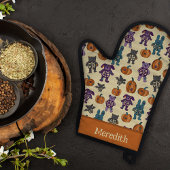 Schattige Skelet Dieren Halloween Patroon Ovenwant