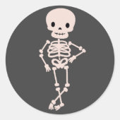 Schattige Skelet Eenvoudige Moderne Halloween Stic Ronde Sticker (Voorkant)