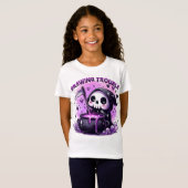 Schattige skelet Grim Reaper Girly Halloween T-shirt (Voorkant volledig)