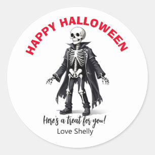 Schattige skelet Happy Halloween vriendelijke pomp Ronde Sticker