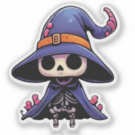 Schattige Skelet Heks - Halloween Kawaii Sticker