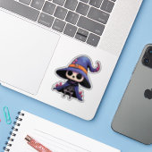 Schattige Skelet Heks - Halloween Kawaii Sticker (Laptop met iPhone)