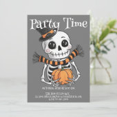 Schattige Skelet Illustratie Feestuitnodiging Kaart (Staand voorkant)