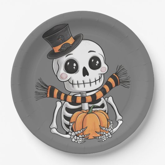 Schattige Skelet Illustratie Papier Bord (Voorkant)