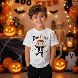 Schattige Skelet Jongen Boo Crew Halloween Kindere T-shirt