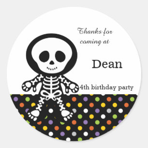 Schattige skelet jongen ronde sticker