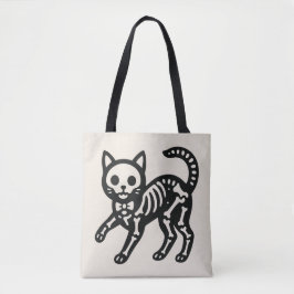 Schattige Skelet Kat Tote Bag