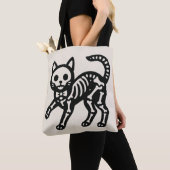 Schattige Skelet Kat Tote Bag (Dichtbij)