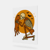 Schattige Skelet Knuffelen Cat Gothic Halloween On Acryl Bord (Hoek)