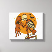 Schattige Skelet Knuffelen Cat Gothic Halloween On Canvas Afdruk (Voorkant)