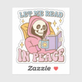 Schattige skelet laat me lezen in vrede vinyl sticker (Vel)