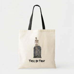 Schattige skelet op grafsteen Halloween Tote Bag