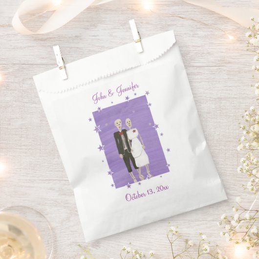 Schattige skelet paar, Halloween bruiloft gunsttas Bedankzakje (Geknipt)