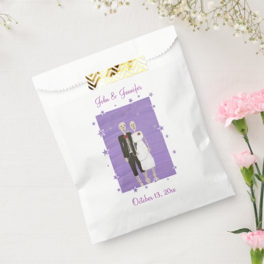 Schattige skelet paar, Halloween bruiloft gunsttas Bedankzakje (Gezegeld)