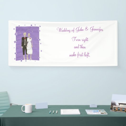 Schattige Skelet Paar Halloween Trouwbord Banner (Beurs)