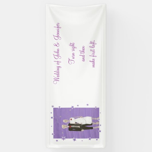 Schattige Skelet Paar Halloween Trouwbord Banner (Verticaal)