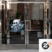 Schattige skelet venster Cling Raamsticker (Kantoordeur)
