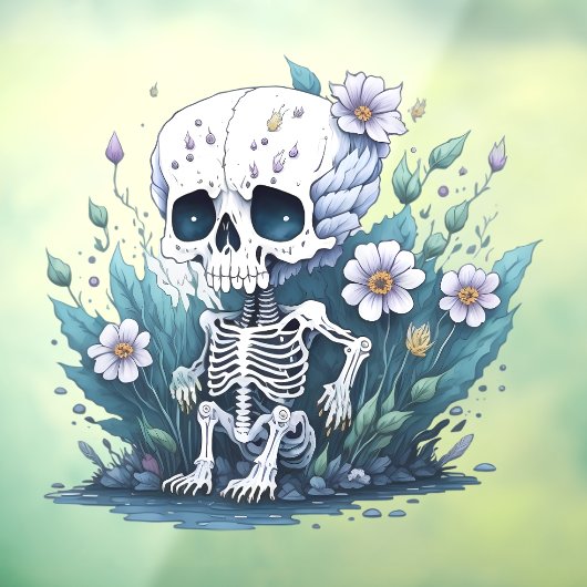 Schattige skelet venster Cling Raamsticker (Vel 3)