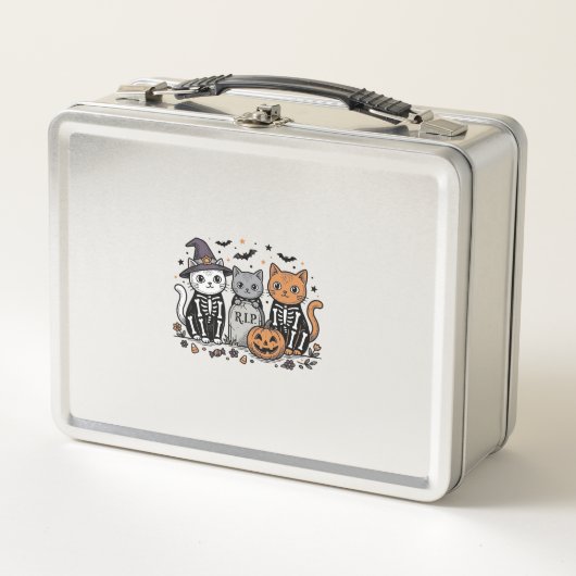 Schattige Skeletkatten Halloween Vintage Gravure S (Voorkant)