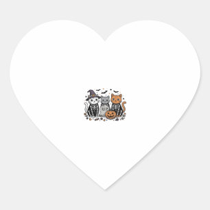Schattige Skeletkatten Halloween Vintage Gravure S Hart Sticker