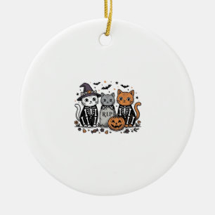 Schattige Skeletkatten Halloween Vintage Gravure S Keramisch Ornament
