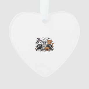 Schattige Skeletkatten Halloween Vintage Gravure S Ornament