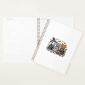 Schattige Skeletkatten Halloween Vintage Gravure S Planner (Display)