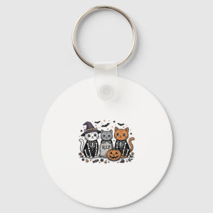 Schattige Skeletkatten Halloween Vintage Gravure S Sleutelhanger