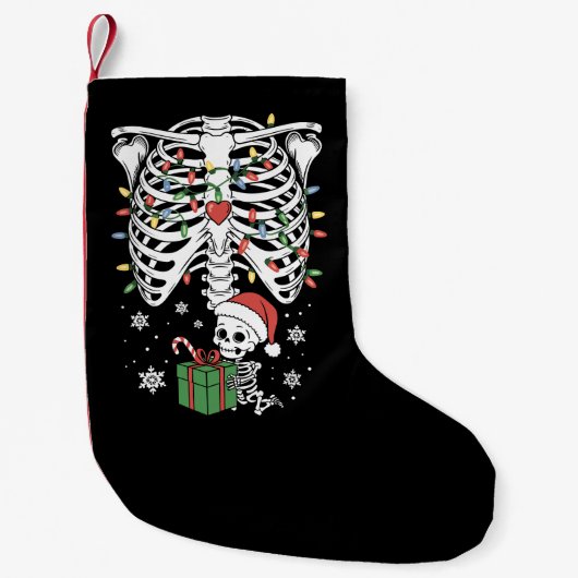 Schattige Skeleton Baby Xmas Zwangerschap moeder Kleine Kerstsok (Voorkant)