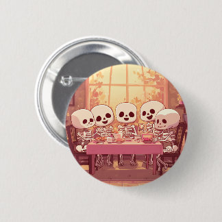 Schattige Skeleton Dinner Party - Button