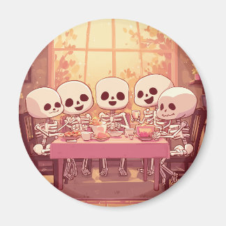 Schattige Skeleton Dinner Party - Magnet