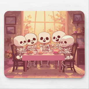 Schattige Skeleton Dinner Party - Mousepad Muismat
