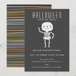 Schattige Skeleton Halloween Party Kaart