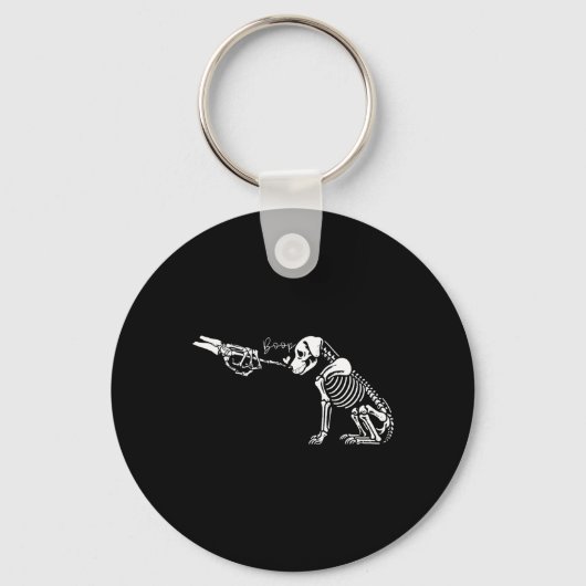 Schattige Skeleton Hand Boop Dog Funny Halloween 1 Sleutelhanger (Voorkant)