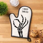 Schattige Skeleton Hand OK Teken Chef Funny Skull Ovenwant (Top down)