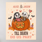 Schattige Skeleton Paar Halloween bruiloft Jubileu Poster (Voorkant)