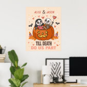 Schattige Skeleton Paar Halloween bruiloft Jubileu Poster (Thuiskantoor)
