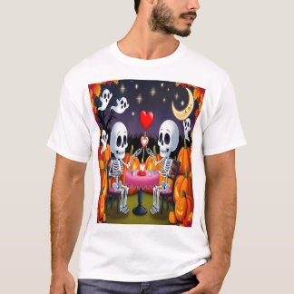 Schattige Skeleton Paar Halloween Valentijn T-shirt
