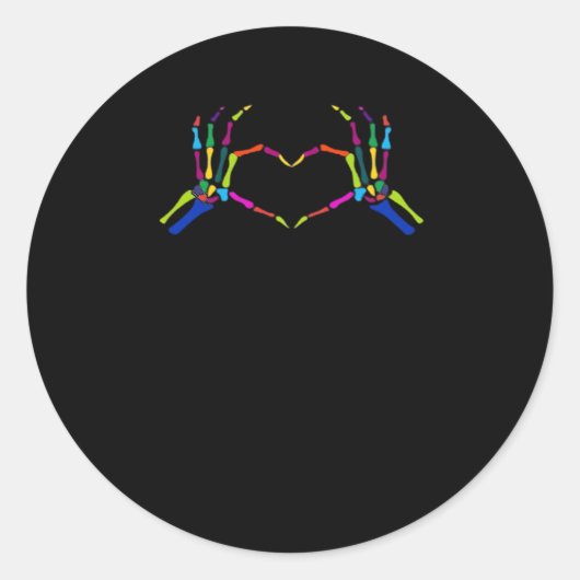 Schattige Skeleton Sign Kleurrijke Halloween Class Ronde Sticker (Voorkant)