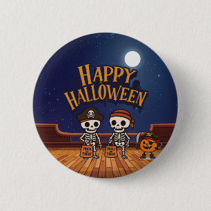 schattige skeletten en pompoen Halloween Ronde Button 5,7 Cm