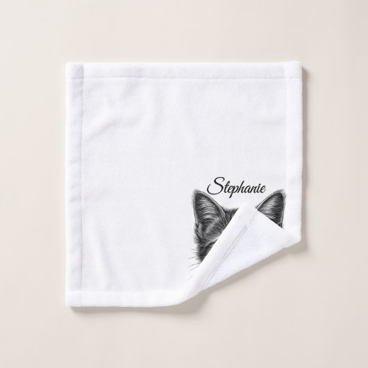 Schattige sketch van Young Cat Personal Bad Handdoek (Wasdoekje)