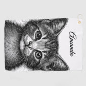 Schattige sketch van Young Cat Personal Golfhanddoek (Horizontaal)