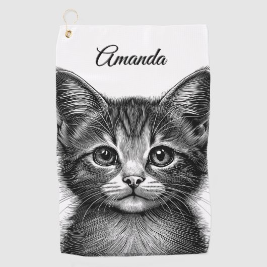 Schattige sketch van Young Cat Personal Golfhanddoek (Voorkant)