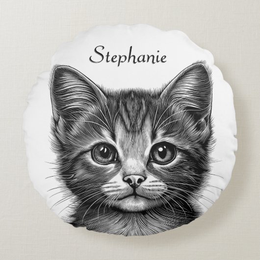 Schattige sketch van Young Cat Personal Rond Kussen (Voorkant)