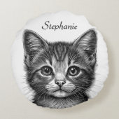 Schattige sketch van Young Cat Personal Rond Kussen (Achterkant)