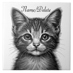 Schattige sketch van Young Cat Personal Tegeltje