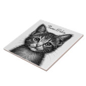 Schattige sketch van Young Cat Personal Tegeltje (Zijkant)