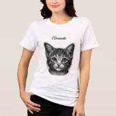 Schattige sketch van Young Cat Personal Tri-Blend Shirt (Voorkant)